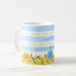 Birth Blume und Gem Stripe Tasse März
