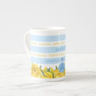 Birth Blume und Gem Stripe Tasse März Knochen Chin