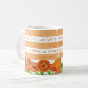 Birth Blume und Gem Stripe Tasse Oktober