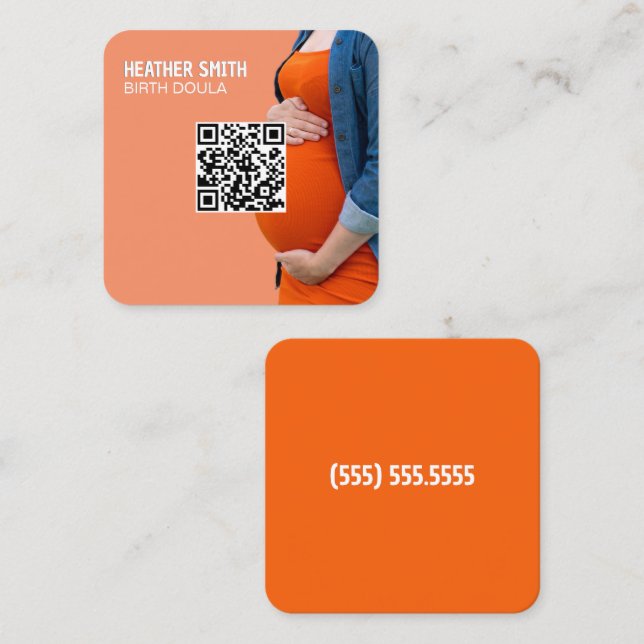 Birth Doula Custom QR Quadratische Visitenkarte (Vorne/Hinten)