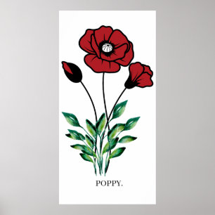 Birth Month Blume August Poppy Poster. Poster