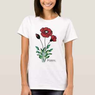 Birth Month Blume August Poppy T-Shirt