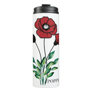 Birth Month Blume August Poppy Thermosbecher