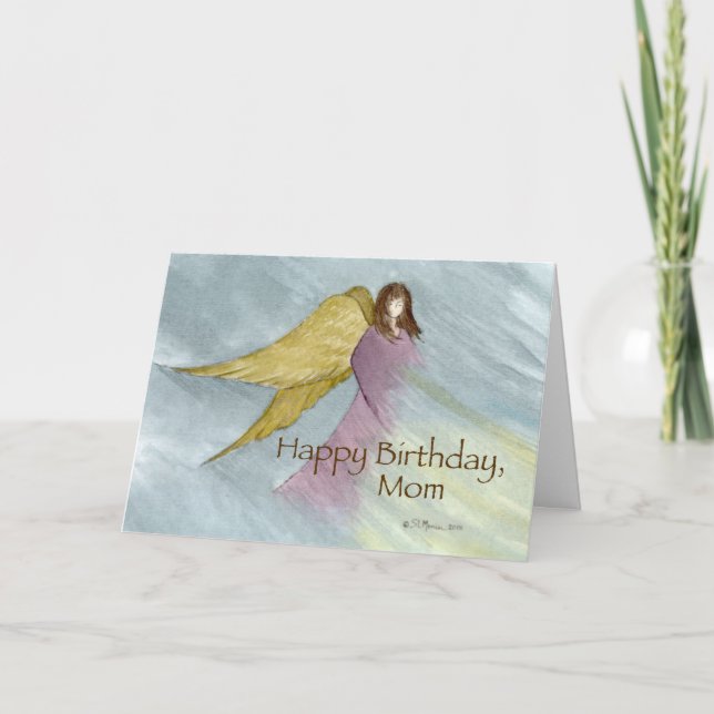 Birth Mother Angel Birthday Blue Karte (Vorderseite)