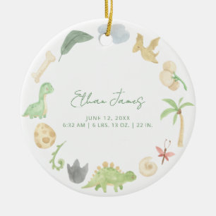 Birth Stats Baby Foto Gender Neutral Dinosaur Boy Keramik Ornament