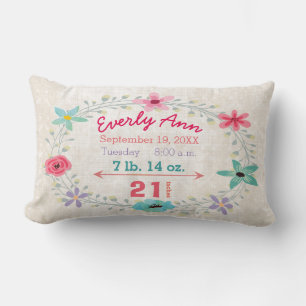 Birth Stats Baby Girl Forest Creatures Fox Lendenkissen