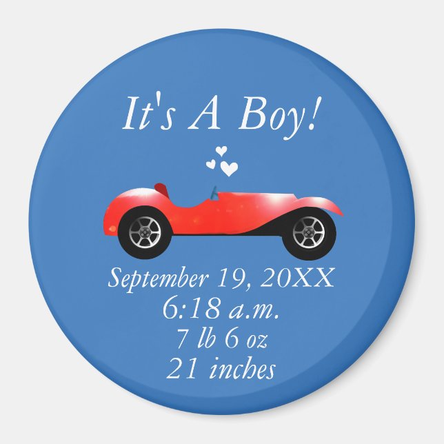 Birth stats Classic Car Geschenke Sweet Red Retro  Magnet (Vorne)