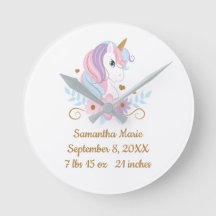 Birth Stats Unicorn Pink Blue Gold, Girl