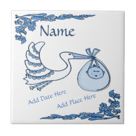 Birth Tile, Blue Dutch Look, Personalisieren Fliese