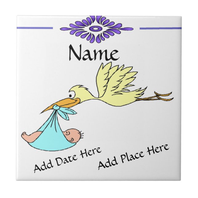 Birth Tile, Dutch Look, Personalize Fliese (Vorderseite)