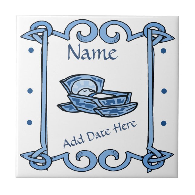 Birth Tile, Dutch Look, Personalize Fliese (Vorderseite)
