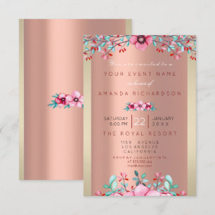 Birthay 16. Bridal Rose Gold Gerahmt Einladung