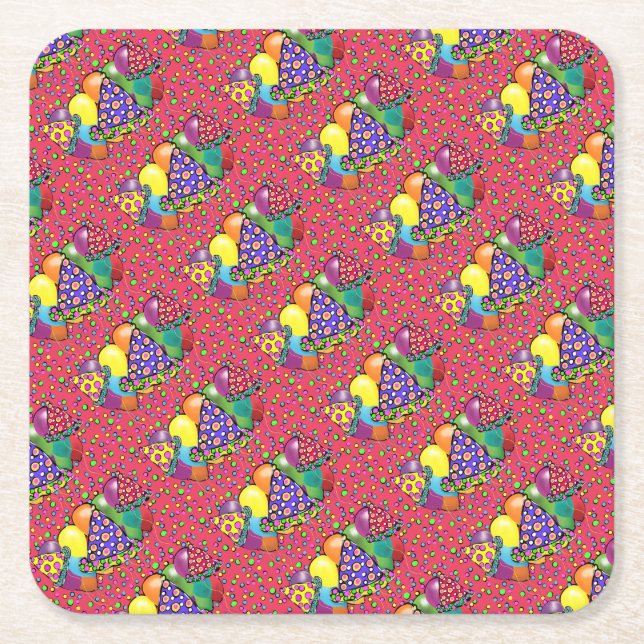 Birthay Party Hats Rechteckiger Pappuntersetzer (Vorderseite)