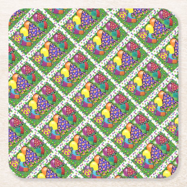 Birthay Party Hats Rechteckiger Pappuntersetzer (Vorderseite)