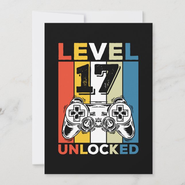 Birthday 17th Level Unlocked 17 Gaming Vintage Einladung (Vorderseite)