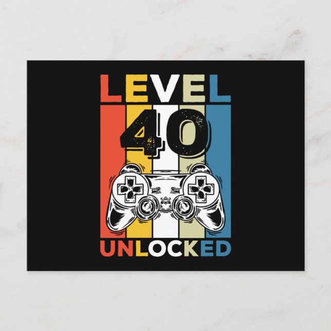 Birthday 40th Level Unlocked 40 Gaming Vintage Postkarte (Vorderseite)