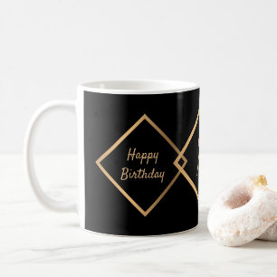 Birthday 50. Black Gold Monogram personalize Kaffeetasse