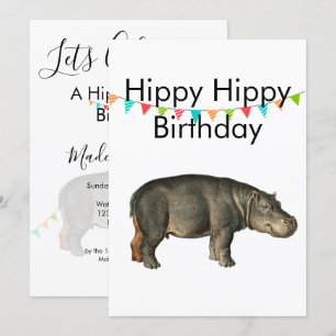 Birthday Adult Funny Hippopotamus Farbe Jagd Einladung