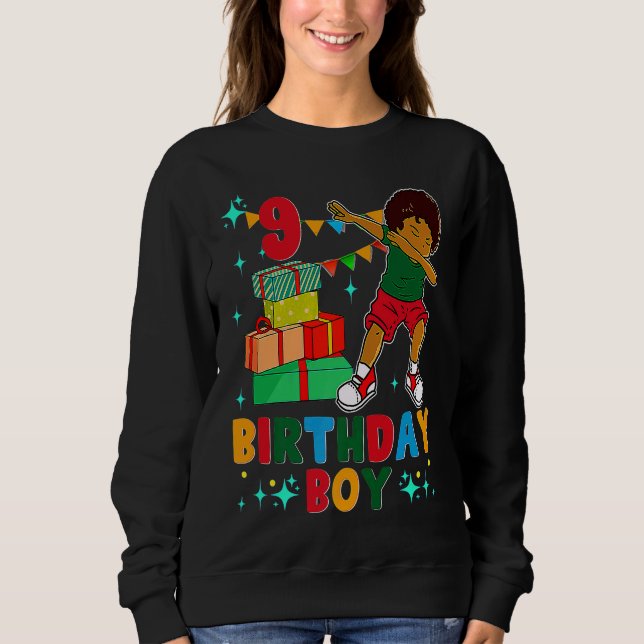 Birthday African American Boy 9th Birthday Young B Sweatshirt (Vorderseite)