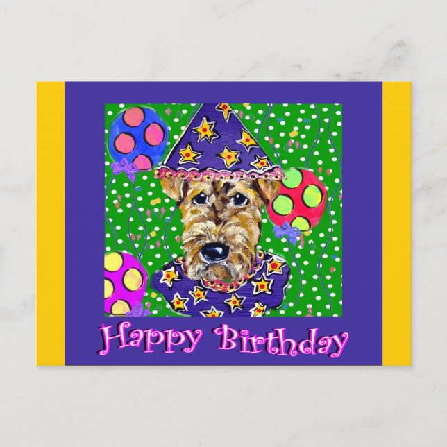 Birthday Airedale Postkarte (Vorderseite)