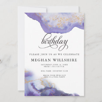 Birthday Amethyst Watercolor Geode Einladung