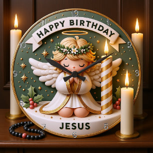 Birthday Angel Jesus Große Wanduhr