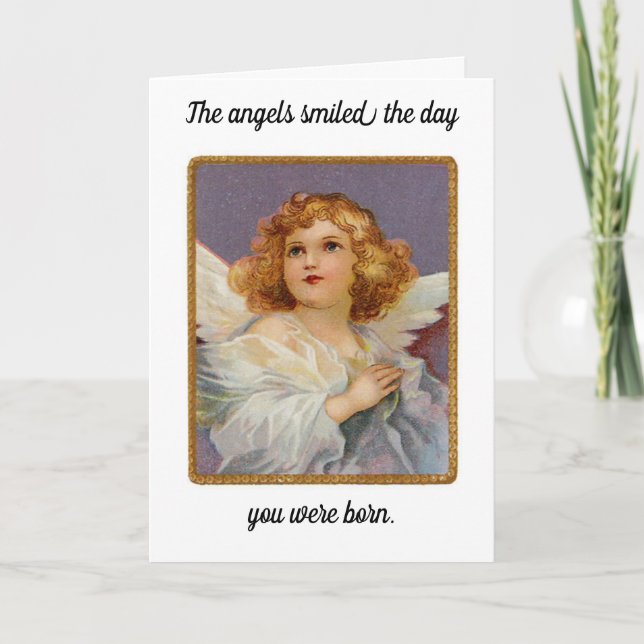 Birthday Angels Smiled Greeting Card Karte (Vorderseite)