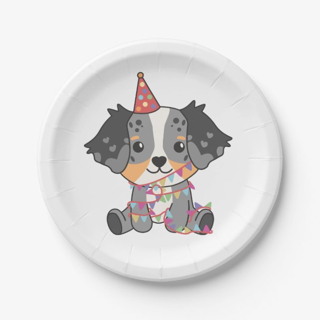 Birthday Animal Niedlich Australian Shepherd Birth Pappteller (Vorderseite)