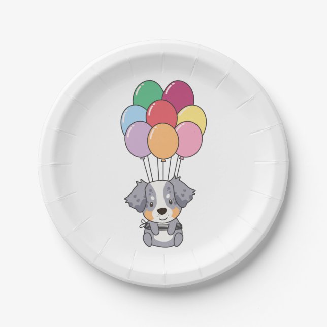Birthday Animal Niedlich Australian Shepherd Birth Pappteller (Vorderseite)