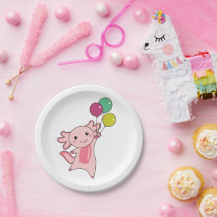 Birthday Animal Niedlich Axolotl Kindergeburtstag Pappteller