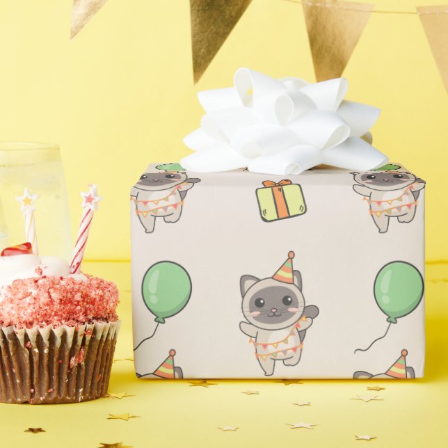 Birthday Animal Niedlich Cat Kindergeburtstag Part Geschenkpapier (Geburtstagsparty)