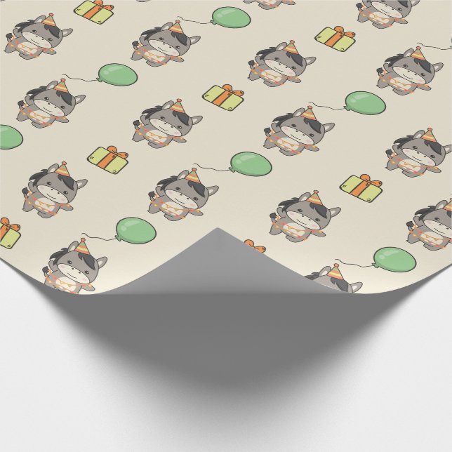 Birthday Animal Niedlich Donkey Kindergeburtstag P Geschenkpapier (Ecke)