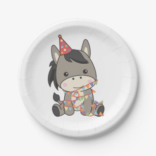Birthday Animal Niedlich Donkey Kindergeburtstag P Pappteller