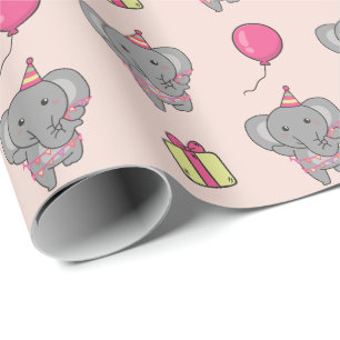 Birthday Animal Niedlich Elephant Kindergeburtstag Geschenkpapier