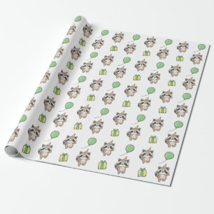 Birthday Animal Niedlich Raccoon Kindergeburtstag Geschenkpapier