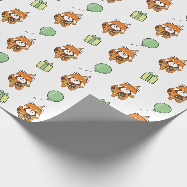 Birthday Animal Niedlich Red Panda Kindergeburtsta Geschenkpapier (Ecke)
