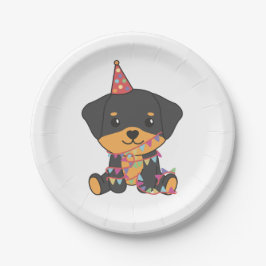 Birthday Animal Niedlich Rottweiler Geburtstagspar Pappteller