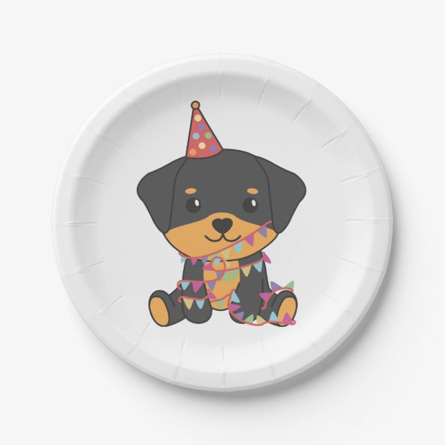 Birthday Animal Niedlich Rottweiler Geburtstagspar Pappteller (Vorderseite)