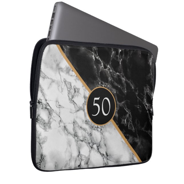 Birthday Anniversary Laptop Sleeve Marble Stone (Vorne Rechts)