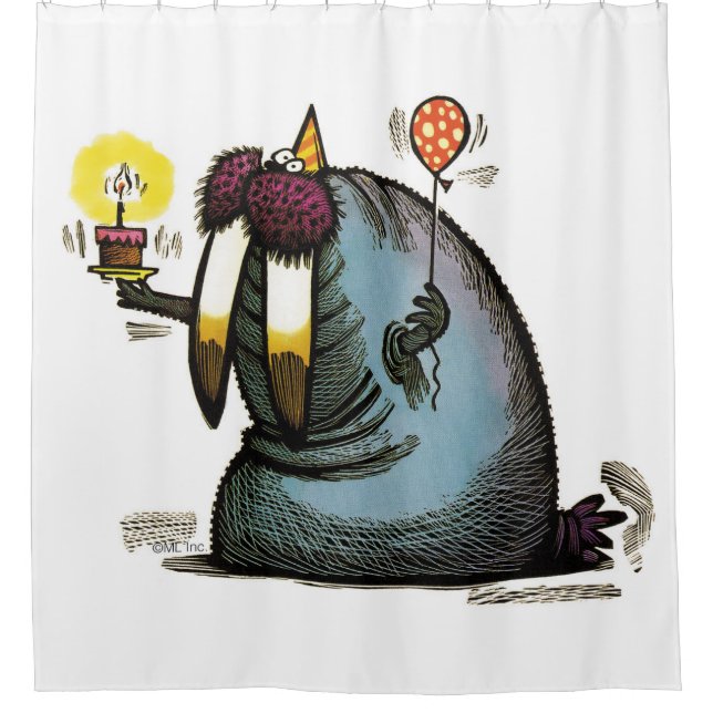Birthday Anzug Walrus Duschvorhang (Vorderseite)