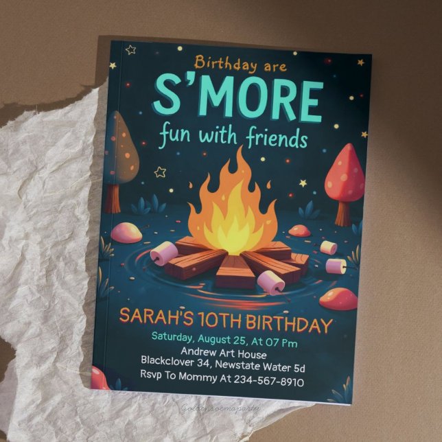 Birthday are Smore Fun With Friend - Cozy Campfire Einladung (Smore fun friend 2)