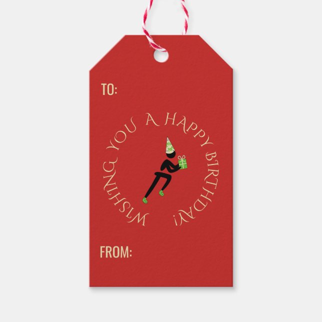 Birthday Athleten benutzerdefinierten Text rot Geschenkanhänger (Vorderseite)