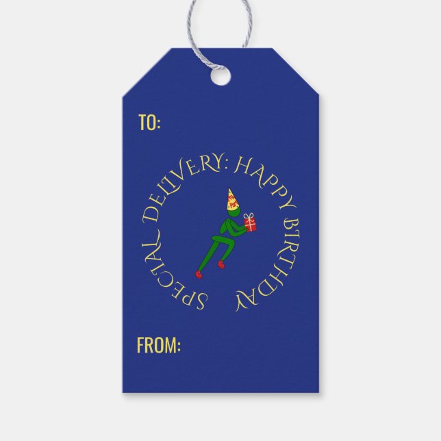 Birthday Athletin angepasster Text grün blau Geschenkanhänger (Vorderseite)