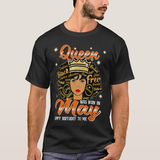 Birthday Awesome Black Queen Born In May Black Wom T-Shirt (Vorderseite)