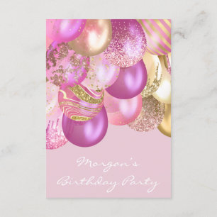 Birthday Baby Dusche rosa Goldballons Party Einladung