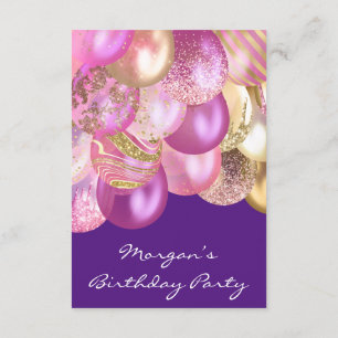 Birthday Baby Dusche rosa Goldballonspurpur Einladung