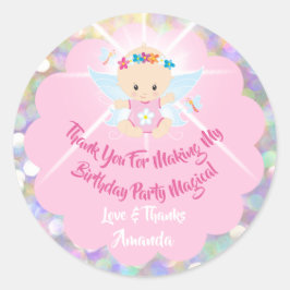 Birthday Baby Girl Dusche Rosa Glitzer Princess Runder Aufkleber