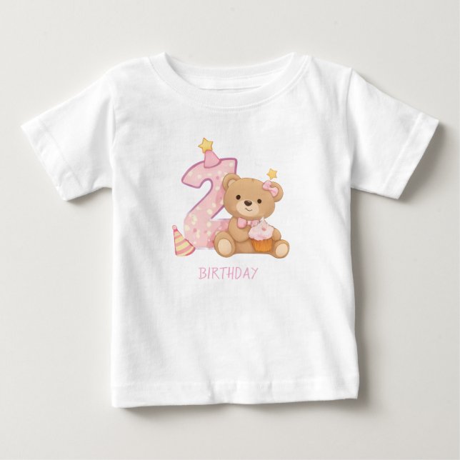 Birthday Baby Girl T-Shirt Teddy Bear Birthday tee (Vorderseite)