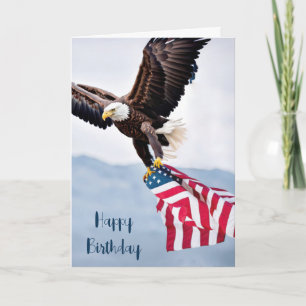 Birthday Bald Adler mit amerikanischer Flagge Karte