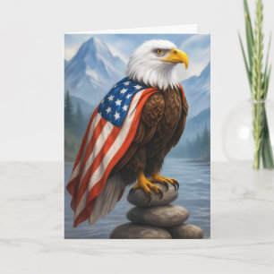 Birthday Bald Eagle Tragen eines amerikanischen Fl Karte